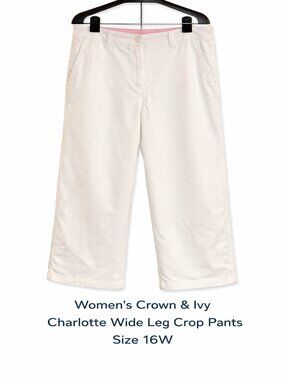 Women's Crown and Ivy Charlotte Wide Leg Crop Pant Size 16W White